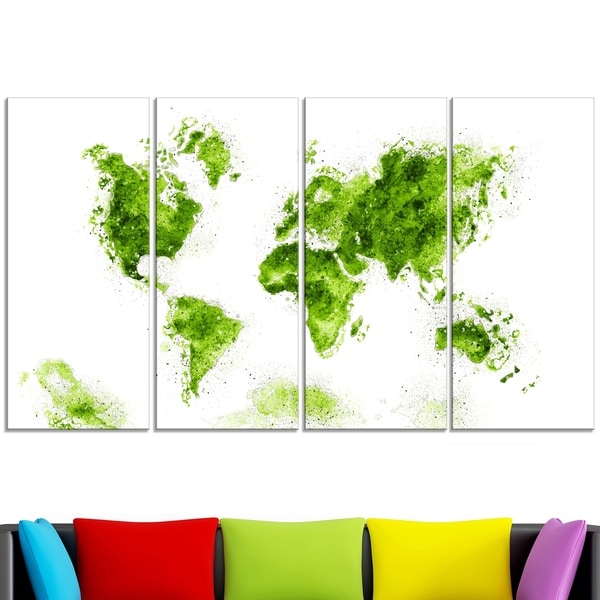 Design Art 'Green' Map Canvas Art Print