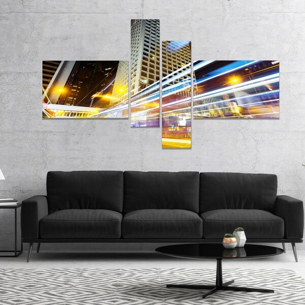 Designart 'Urban City Traffic Trails' Cityscape Digital Art Canvas Print