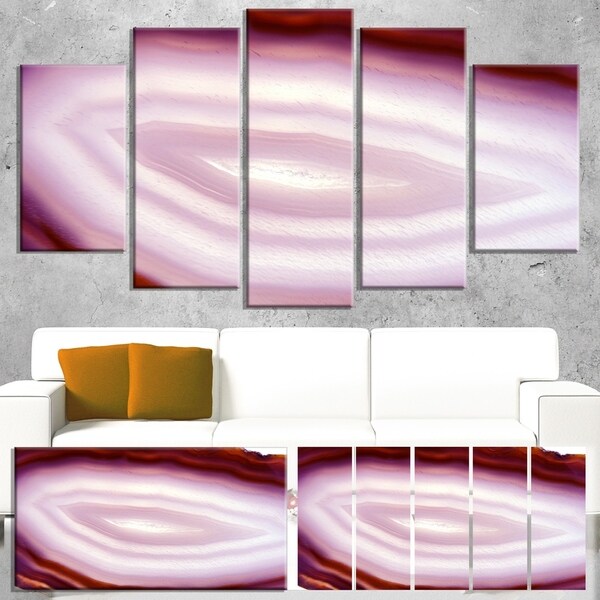 Designart 'Pink Agate Geode Geological Crystals' Large Abstract Canvas Artwork