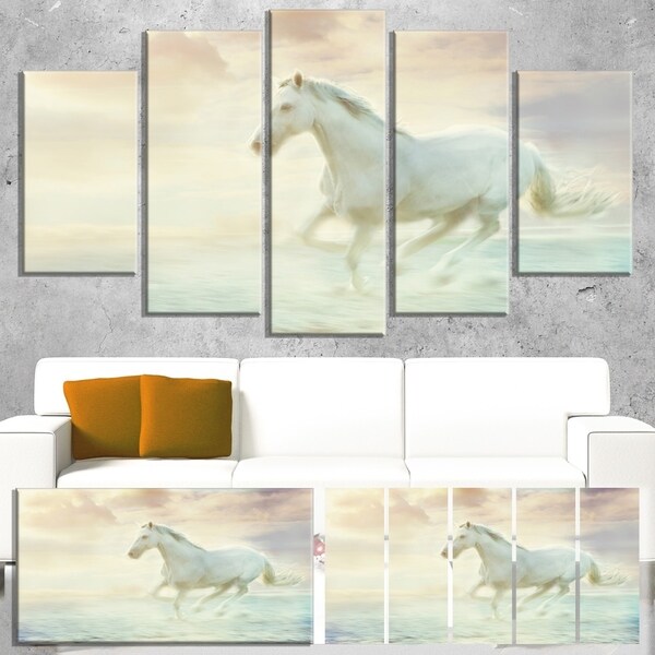 Designart 'Fantasy White Horse' Modern Animal Canvas Wall Artwork