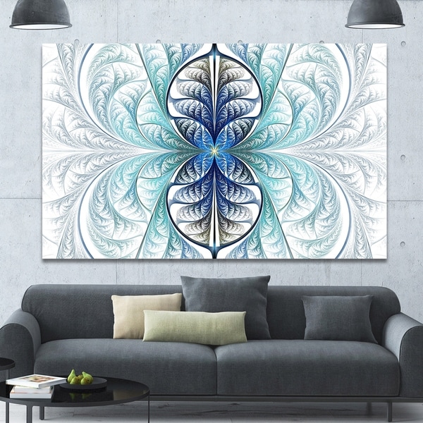 Designart 'Light Blue Stained Glass Texture' Abstract Wall Art on Canvas