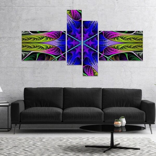 Designart 'Star Shaped Blue Stained Glass' Abstract Canvas Art Print