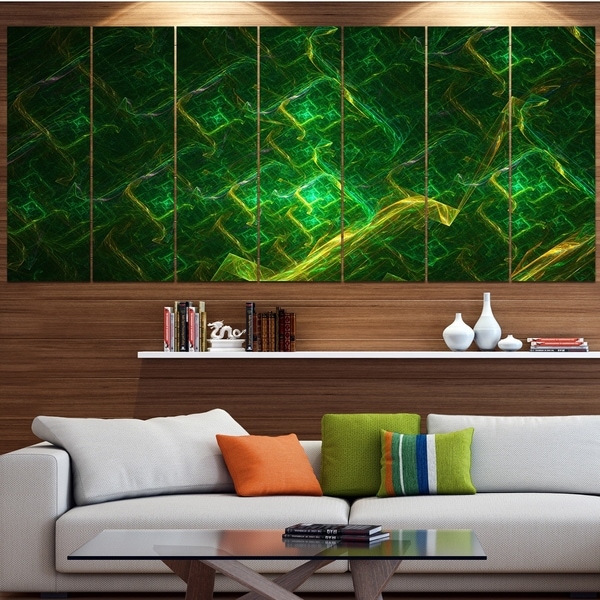 Designart 'Green Fractal Electric Lightning' Abstract Art on Canvas