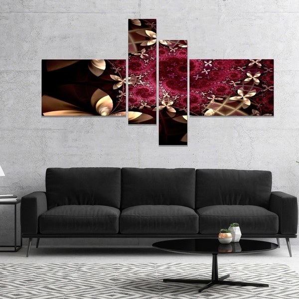 Designart 'Yellow and Red Fractal Flower Pattern' Abstract Wall Art Canvas