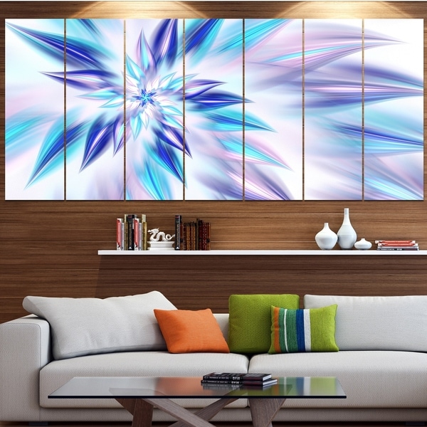Designart 'Light Blue Fractal Spiral Flower' Abstract Wall Art on Canvas