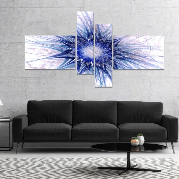 Designart 'Blue Light Fractal Flower Texture' Abstract Canvas Art Print