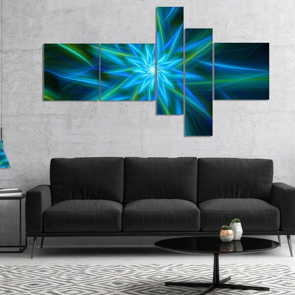 Designart 'Shining Turquoise Exotic Flower' Floral Canvas Art Print