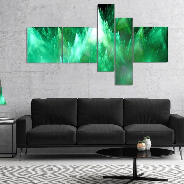 Designart 'Green Fractal Crystals Design' Abstract Canvas Art Print