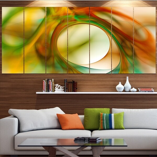 Designart 'Circled Green Psychedelic Texture' Abstract Art on Canvas