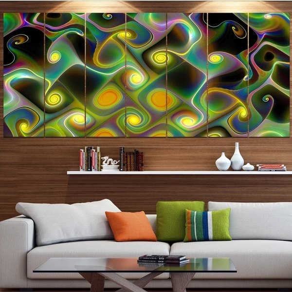 Designart 'Yellow Fractal Pattern with Swirls' Abstract Wall Art Canvas
