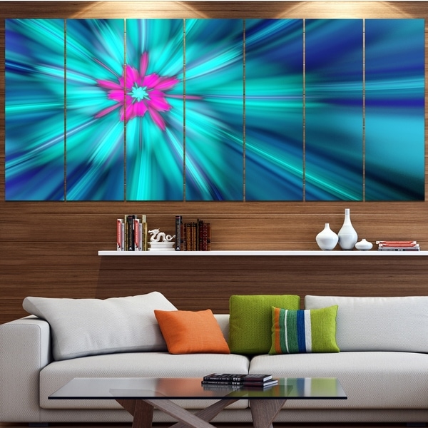 Designart 'Rotating Blue Fireworks' Floral Wall Art on Canvas