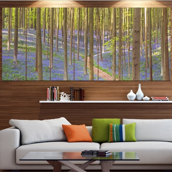 Designart 'Blooming Bluebell Forest Panorama' Landscape Wall Art on Canvas