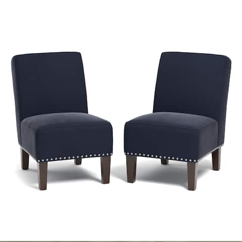 Copper Grove Genk Navy Blue Velvet Set of 2 Armless Chairs