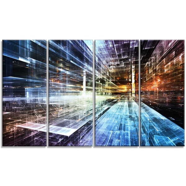 Designart - Future Industry -4 Panels Abstract Canvas Artwork