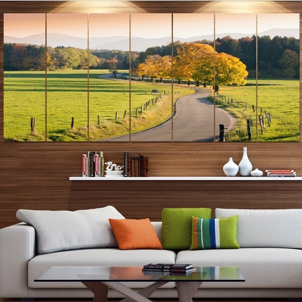 Designart 'Winding Country Road in the Fall' Landscape Wall Artwork