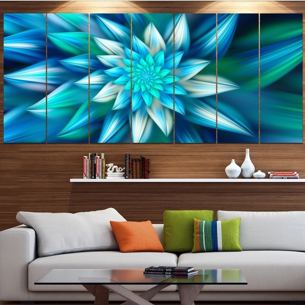 Designart 'Huge Blue Fractal Flower' Modern Floral Artwork