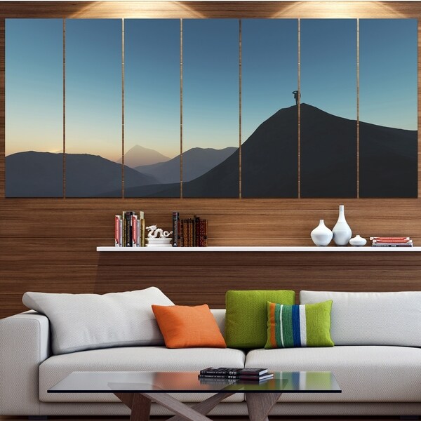 Designart 'Man Looking from Mountain' Modern Landscape Art