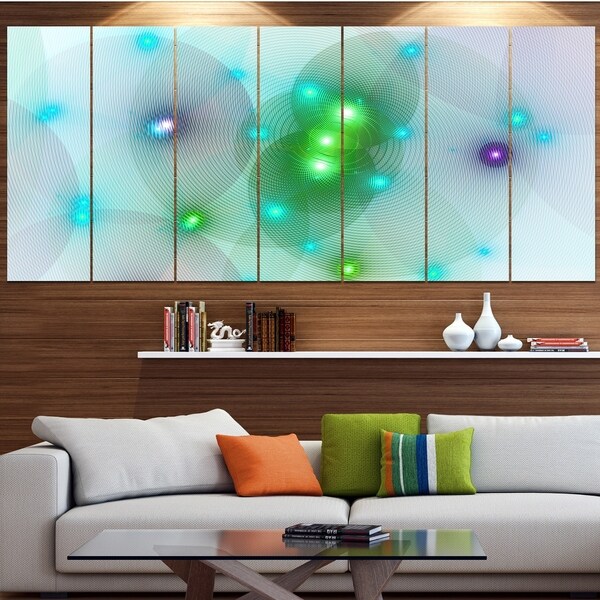Designart 'Green Fractal Lights in Fog' Abstract Wall Art Canvas