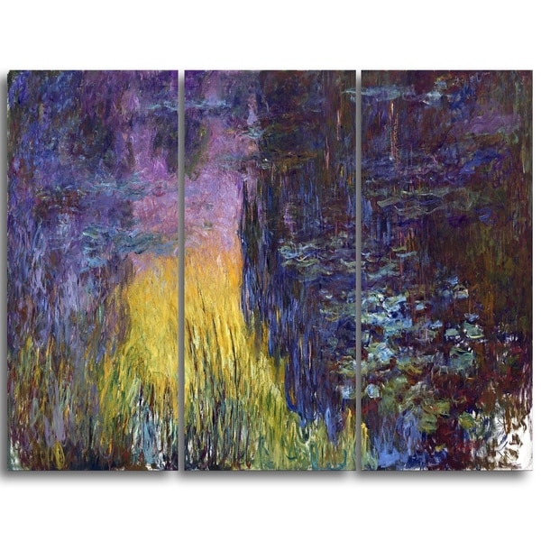 Design Art 'Claude Monet - The Water Lilies Setting Sun' Landscape Canvas Arwork