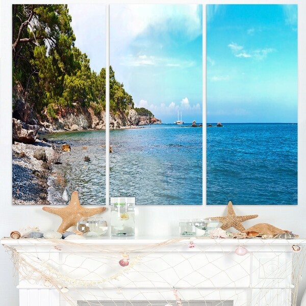 Wild Blue Beach Panorama View - Extra Large Seashore Canvas Art