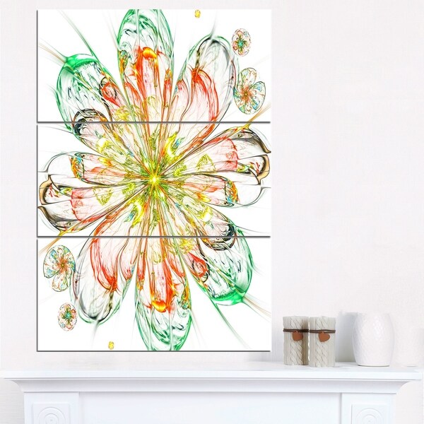 Perfect Shiny Fractal Flower in Red Green - Floral Canvas Artwork Print
