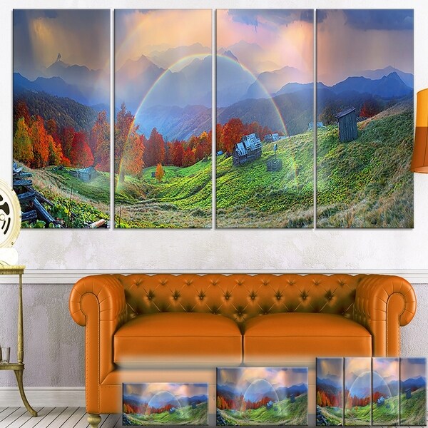 Huts Over Autumn Mountains - Landscape Large Wall Art