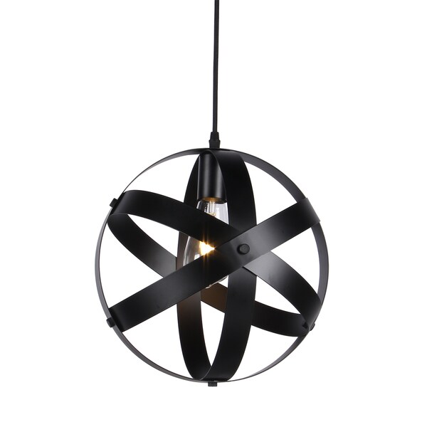 Kate 12-inch Black Strap Globe 1-light Pendant includes Edison Bulb