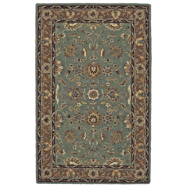 Grand Bazaar Hadfield Light Blue/ Brown 3'6" X 5'6" Wool Rug - 3'6" x 5'6"