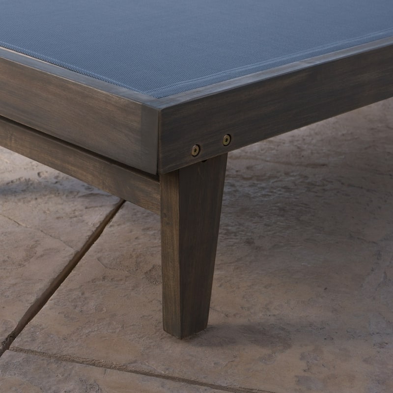 Christopher Knight Home Summerland Outdoor Acacia and Mesh Chaise Lounge
