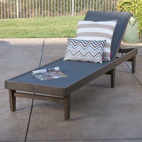 christopher knight home summerland outdoor acacia wood mesh chaise lounge