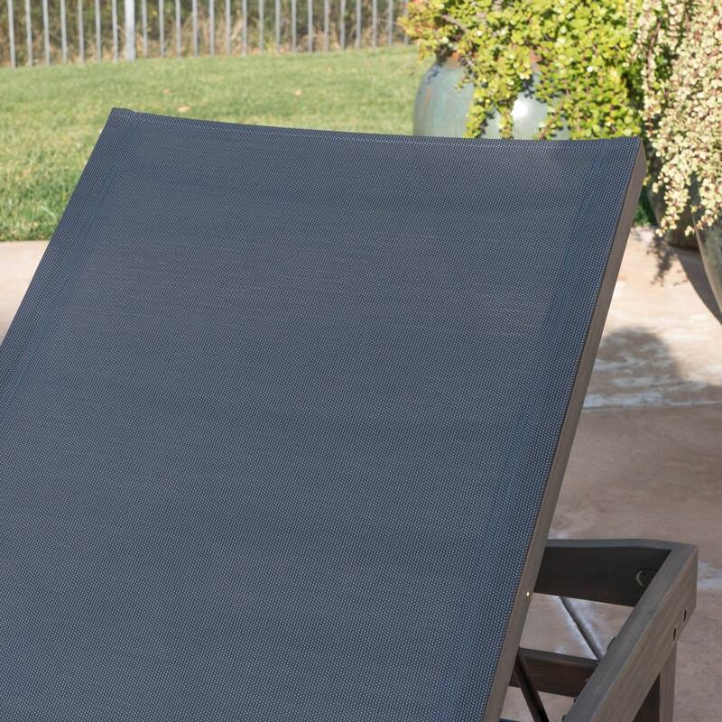 Christopher Knight Home Summerland Outdoor Acacia and Mesh Chaise Lounge