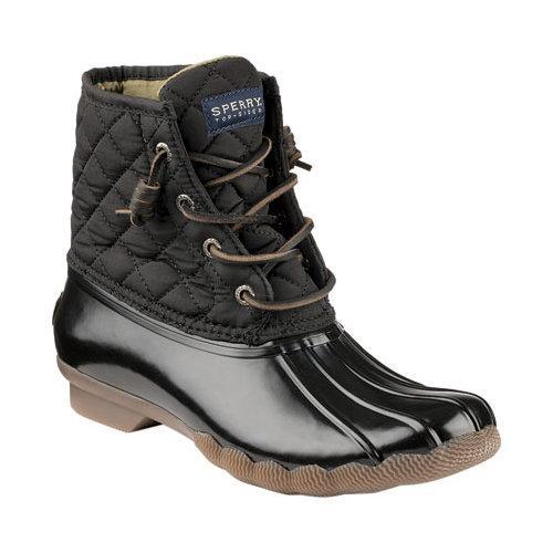 sperry saltwater duck boots black quilted