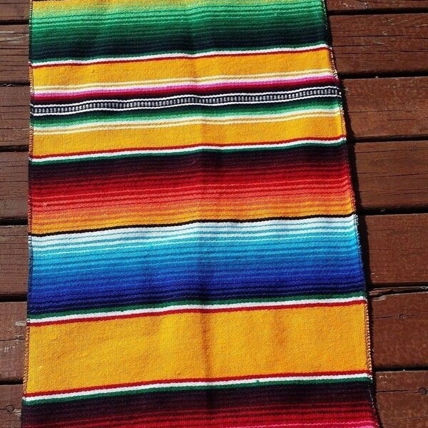 Mexican Serape Table Runner 72 Lightweight Saltillo Sarape Mexican Serape Table Runner 72 Lightweight Saltillo Sarape Yellow
