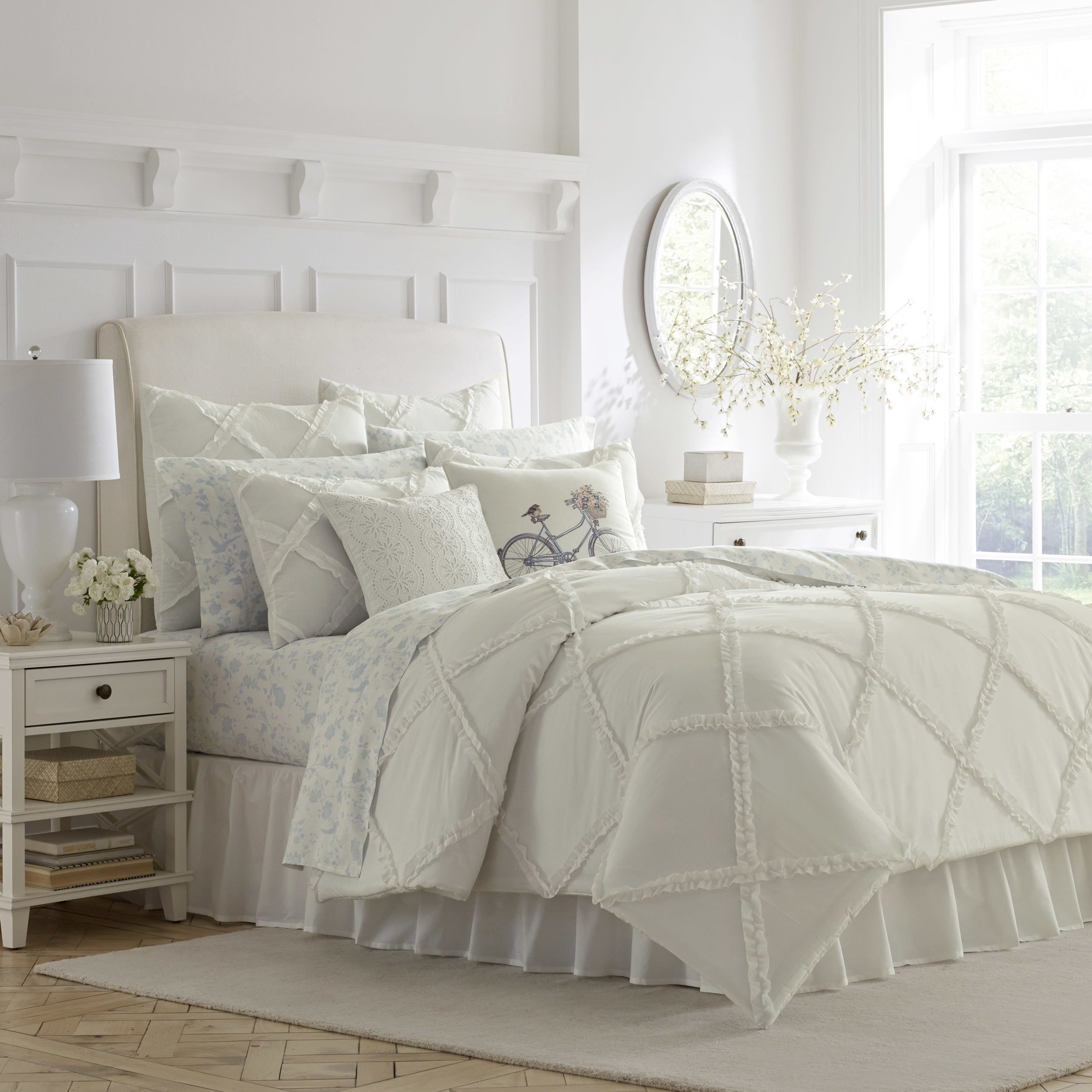 Shop Laura Ashley Adelina White Ruffle Duvet Cover Set On Sale