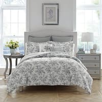 Laura Ashley Annalise Floral Grey Cotton Bonus Comforter Set - Bed Bath ...
