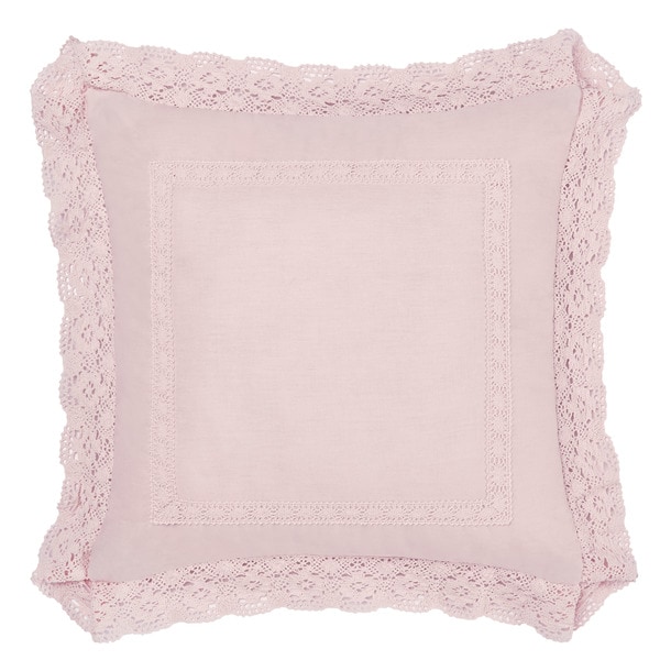 Laura Ashley Annabella Blush Crochet Throw Pillow