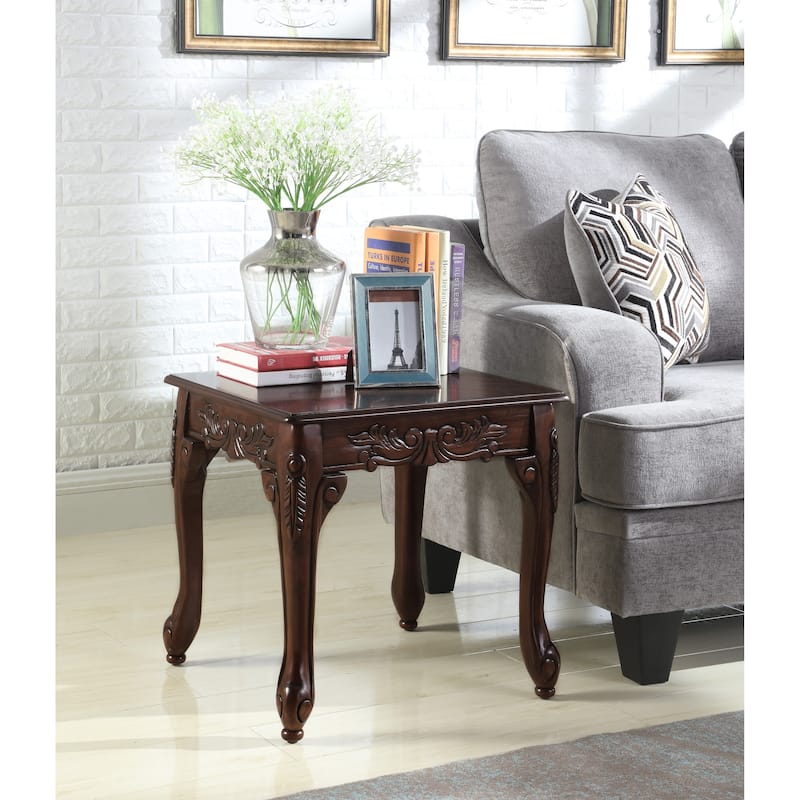 Traditional Ornate Detailing End Table - Cherry