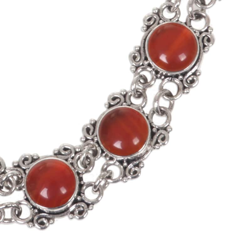 Handmade Sterling Silver 'Radiant Queen' Carnelian Choker (Indonesia)