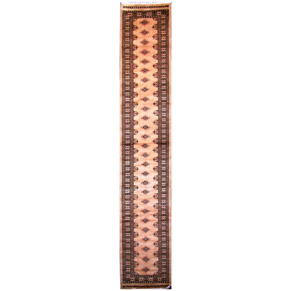 Handmade Herat Oriental Pakistani Hand-Knotted Tribal Bokhara Wool Runner (Pakistan) - 2'7 x 13'5