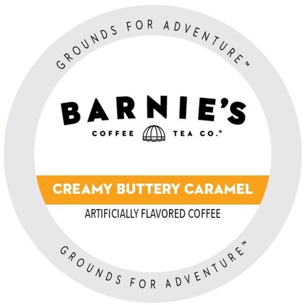 Barnie's Coffee Kitchen Creamy Buttery Caramel Ground, Flavored Medium Roast Single Serve Coffee for Keurig Brewers 24 Count