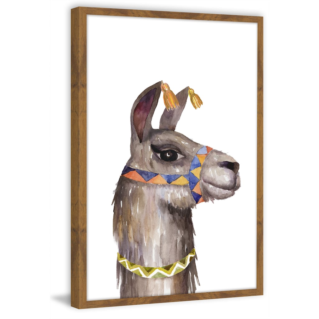 'Llama Party' Framed Painting Print - Multi-Color