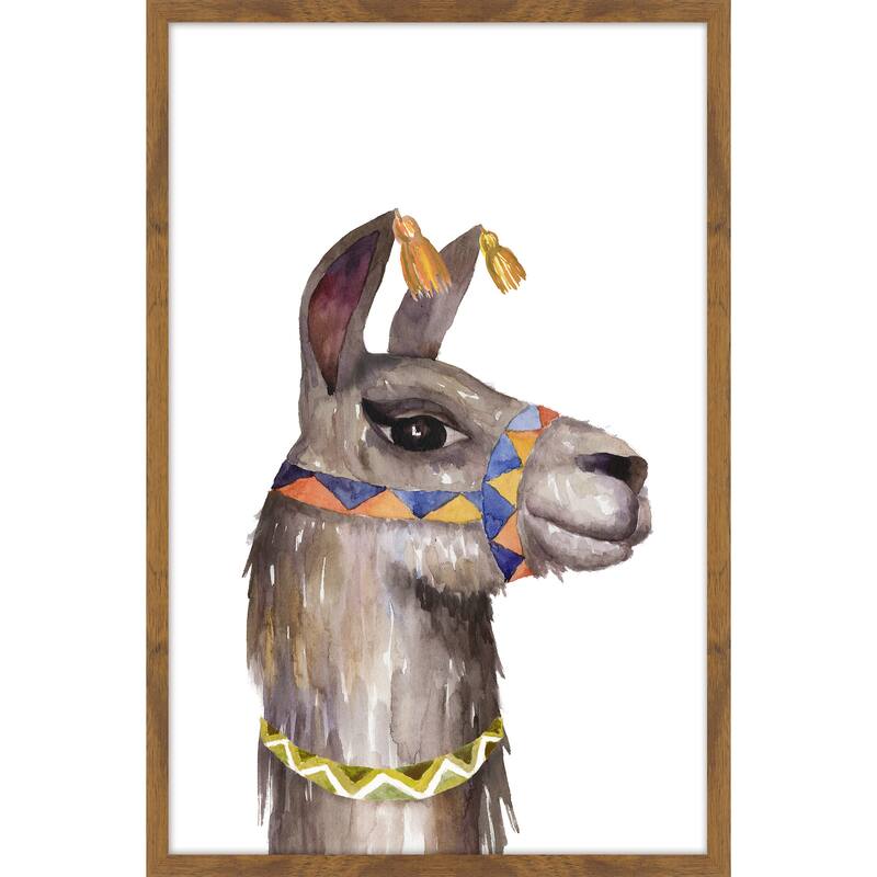 'Llama Party' Framed Painting Print - Multi-Color