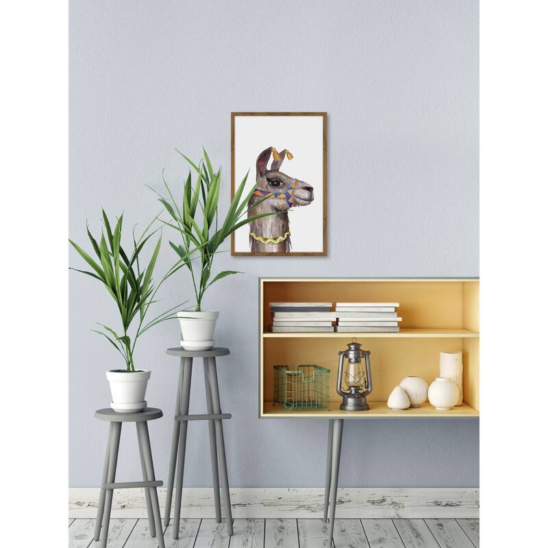 'Llama Party' Framed Painting Print - Multi-Color