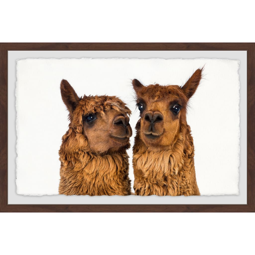 'Brown Llama Pair' Framed Painting Print - Multi-Color