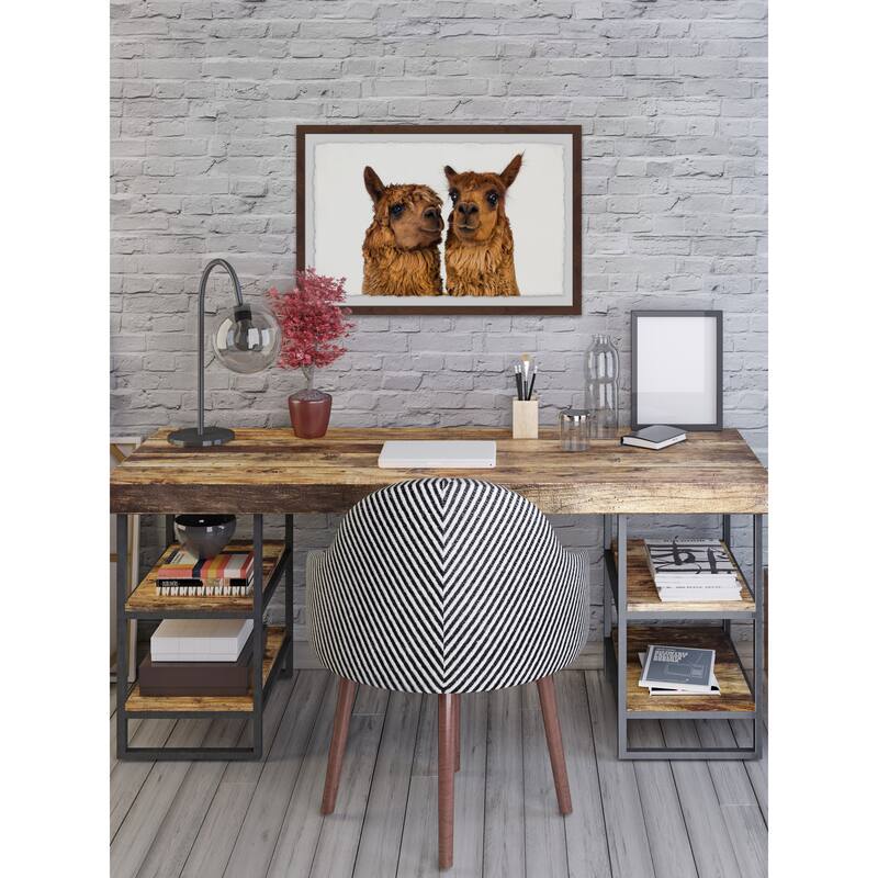 'Brown Llama Pair' Framed Painting Print - Multi-Color