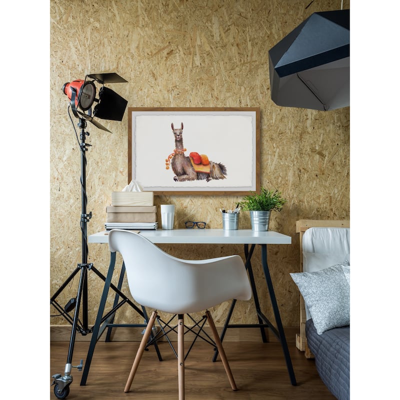 'Orange Pack Llama' Framed Painting Print - Multi-Color