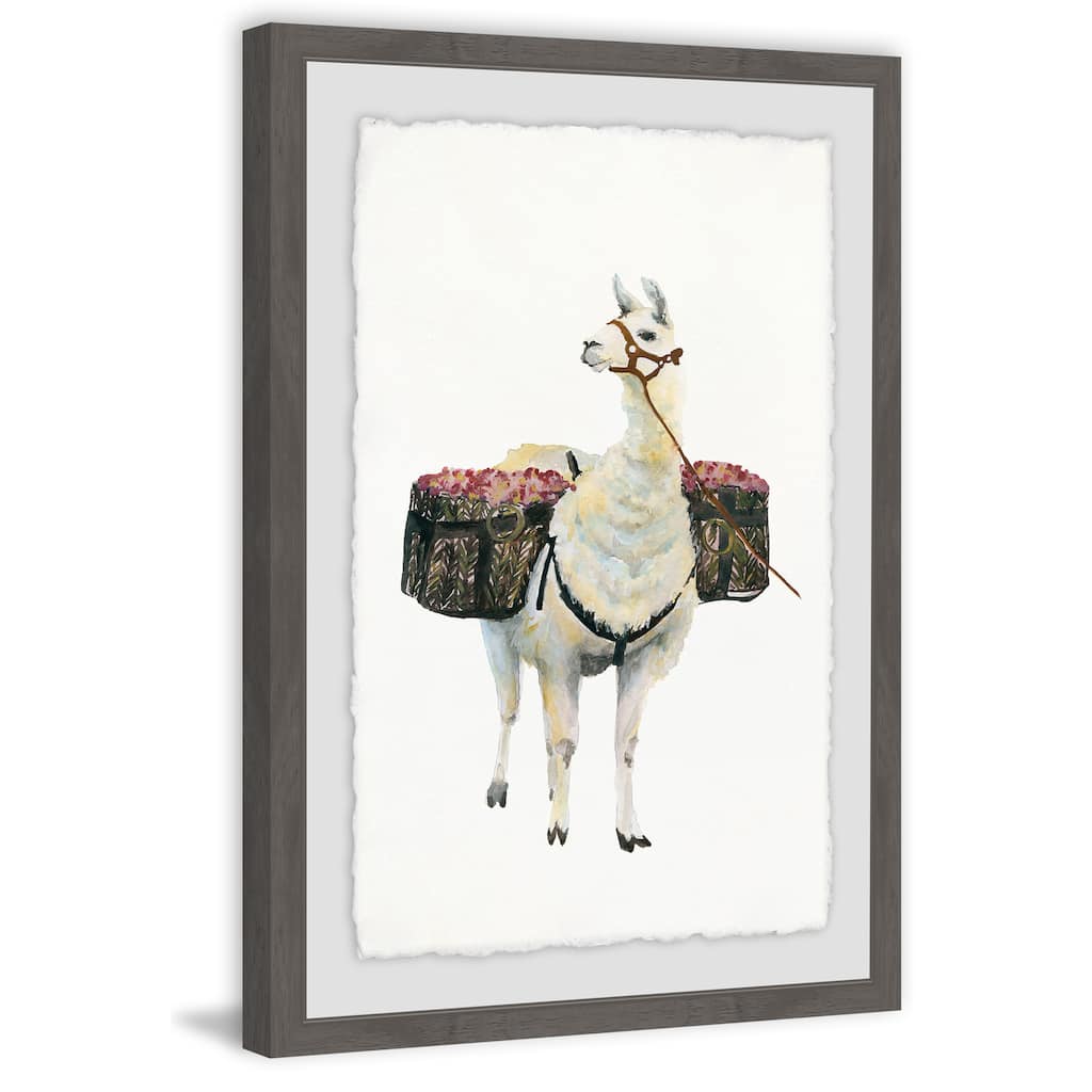'Working Llama' Framed Painting Print - Multi-Color