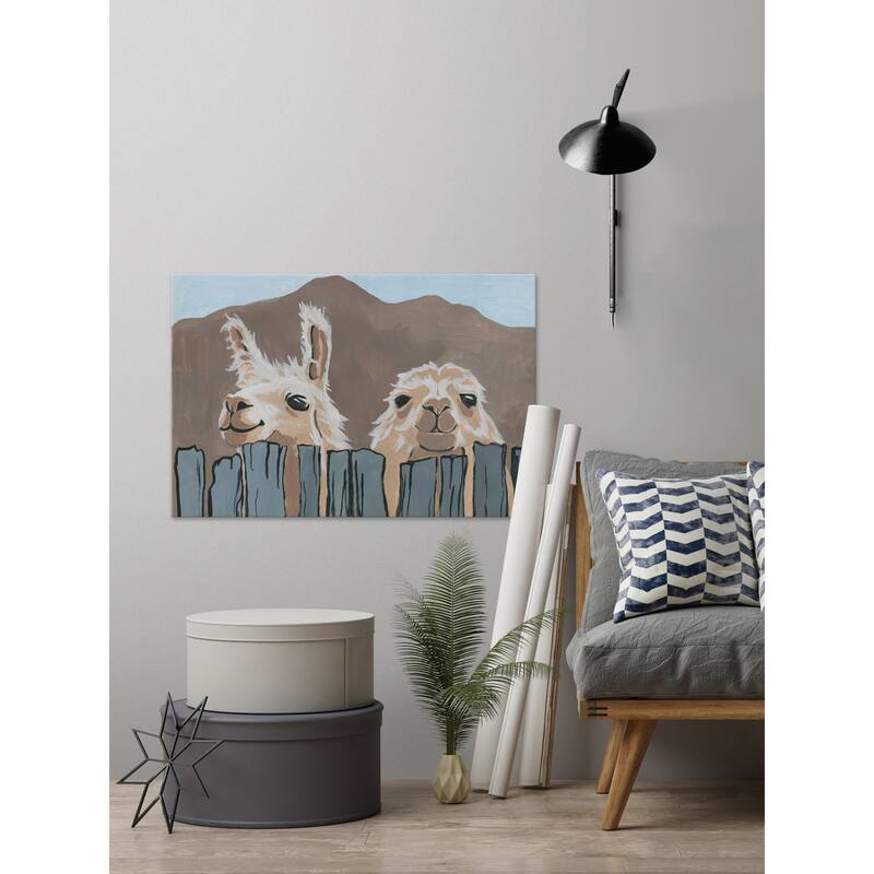'Peekaboo Llamas' Painting Print on Wrapped Canvas