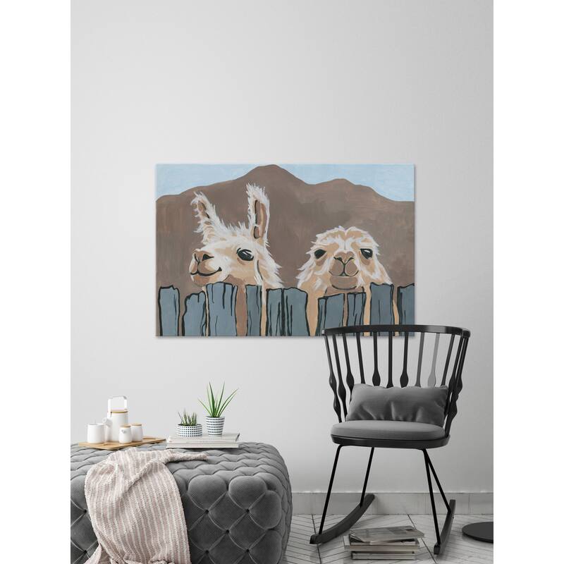 'Peekaboo Llamas' Painting Print on Wrapped Canvas