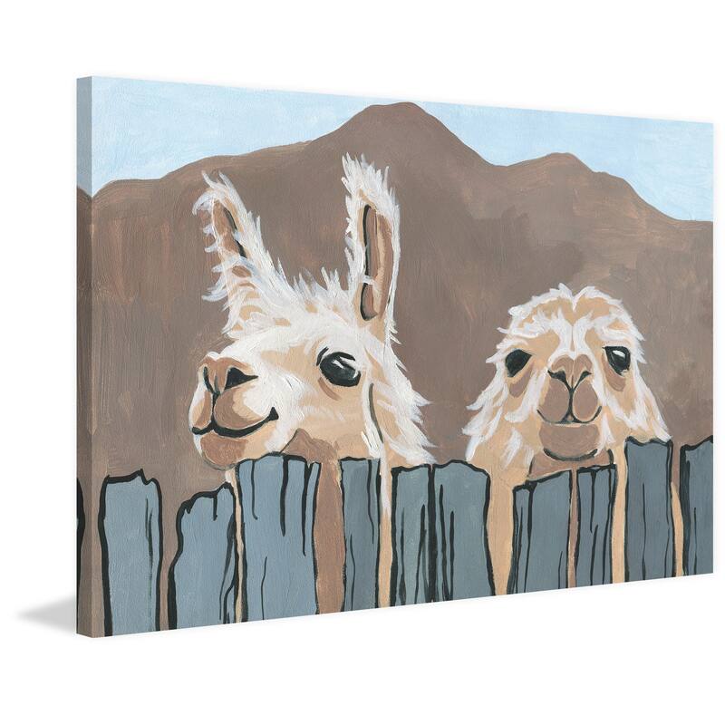 'Peekaboo Llamas' Painting Print on Wrapped Canvas